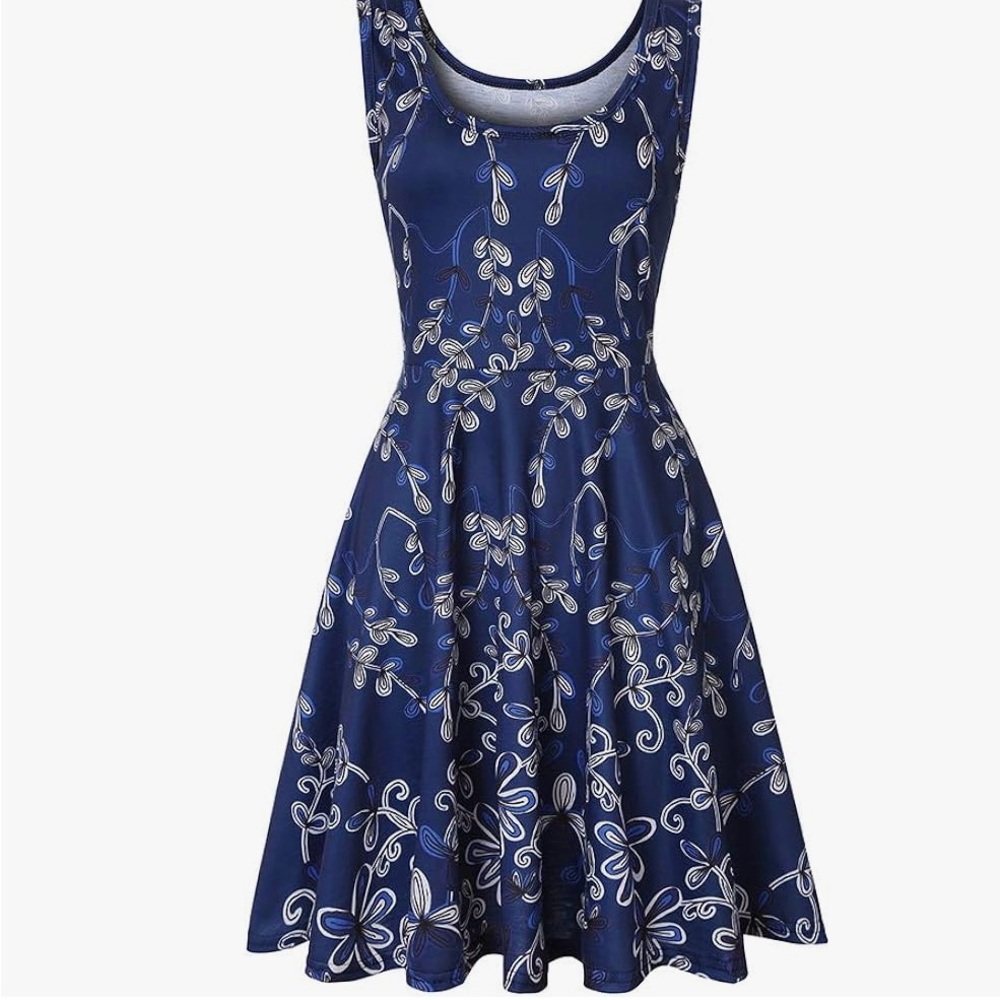 Sancaba Blue Print Sleeveless Casual Summer Dress Size M